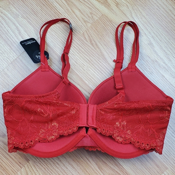 NWT Modern Movement lace wing push up underwire bra savvy red romantic classic - Picture 5 of 9